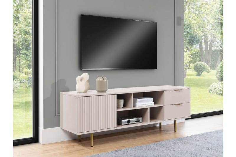 Staffin Gulvstående TV-benk 150 cm med Oppbevaring i Malt Tre - Beige - Møbler - Mediamøbel & tv møbel - TV-benk & mediabenk