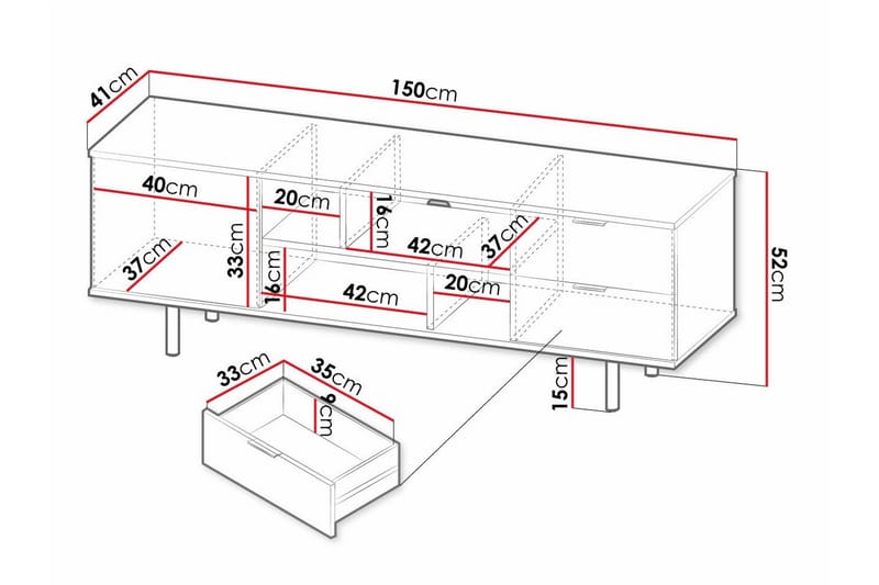 Staffin Gulvstående TV-benk 150 cm med Oppbevaring i Malt Tre - Svart - Møbler - Mediamøbel & tv møbel - TV-benk & mediabenk