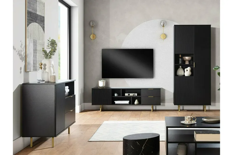 Staffin TV-benk 150 cm - Svart - Møbler - Mediamøbel & tv møbel - TV-skap