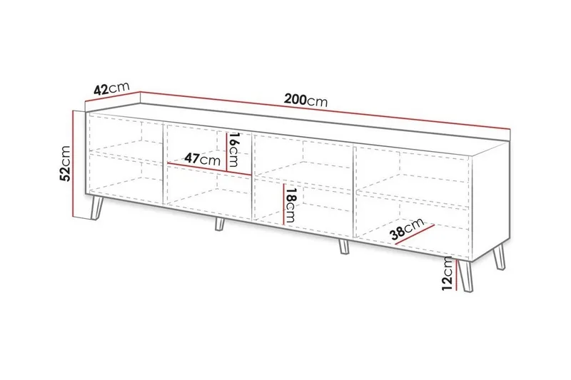 Strontian Tv-skåp 200 cm Scandinavian Choice Black - Møbler - Mediamøbel & tv møbel - TV-skap