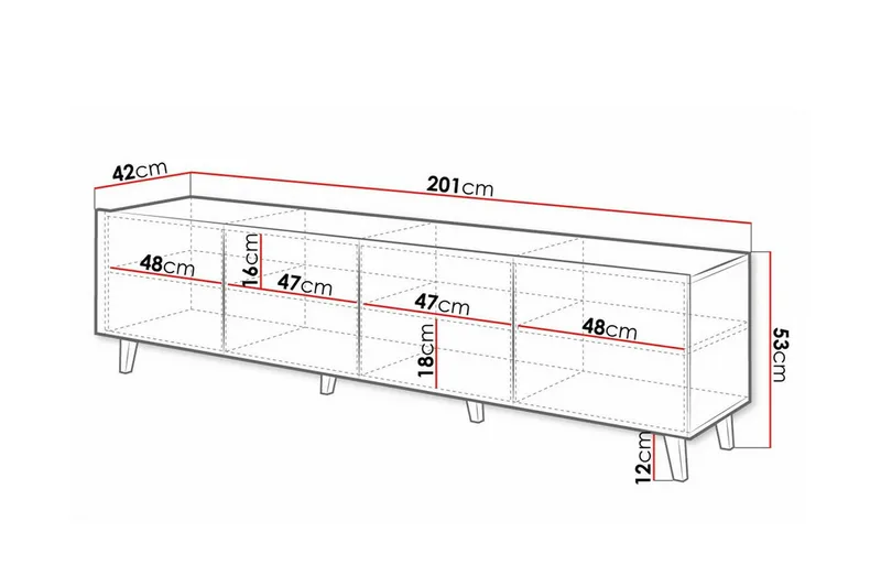 Strontian Tv-skåp 201 cm Scandinavian Choice Black - Møbler - Mediamøbel & tv møbel - TV-skap