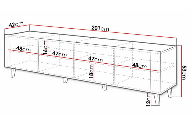 Strontian Tv-skåp 201 cm Scandinavian Choice Black - Møbler - Mediamøbel & tv møbel - TV-skap