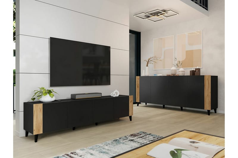 Strontian Tv-skåp 201 cm Scandinavian Choice Black - Møbler - Mediamøbel & tv møbel - TV-skap