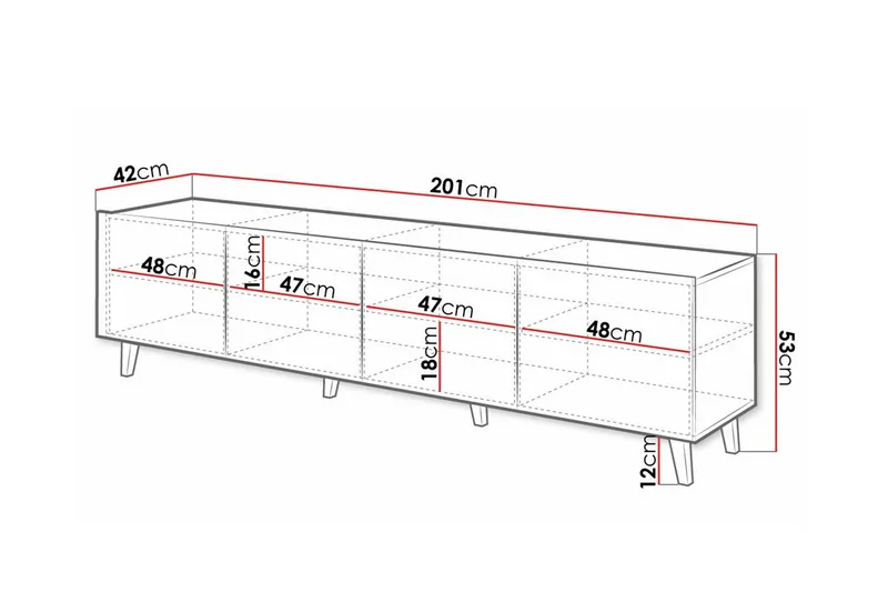 Strontian Tv-skåp 201 cm Scandinavian Choice White - Møbler - Mediamøbel & tv møbel - TV-skap