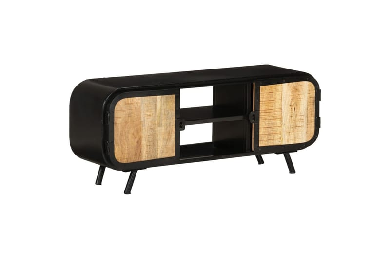 TV-benk 110x30x45 cm grovt mangotre - Svart - Møbler - Mediamøbel & tv møbel - TV-skap