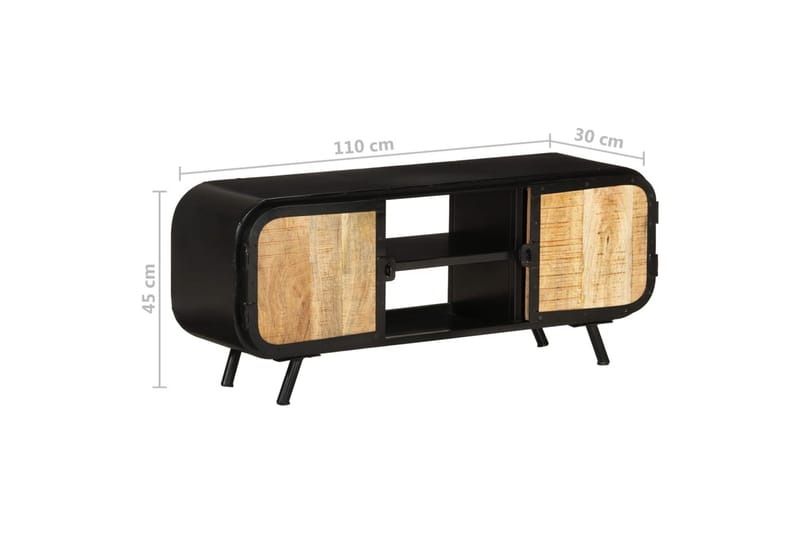 TV-benk 110x30x45 cm grovt mangotre - Svart - Møbler - Mediamøbel & tv møbel - TV-skap