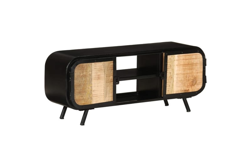TV-benk 110x30x45 cm grovt mangotre - Svart - Møbler - Mediamøbel & tv møbel - TV-skap
