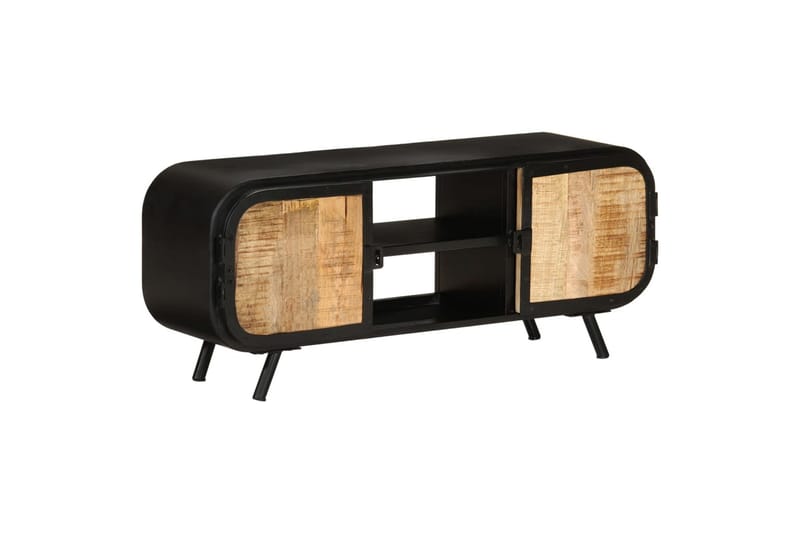 TV-benk 110x30x45 cm grovt mangotre - Svart - Møbler - Mediamøbel & tv møbel - TV-skap
