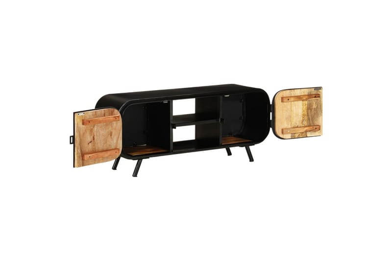 TV-benk 110x30x45 cm grovt mangotre - Svart - Møbler - Mediamøbel & tv møbel - TV-skap