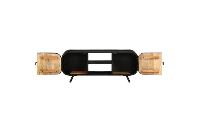 TV-benk 110x30x45 cm grovt mangotre - Svart - Møbler - Mediamøbel & tv møbel - TV-skap