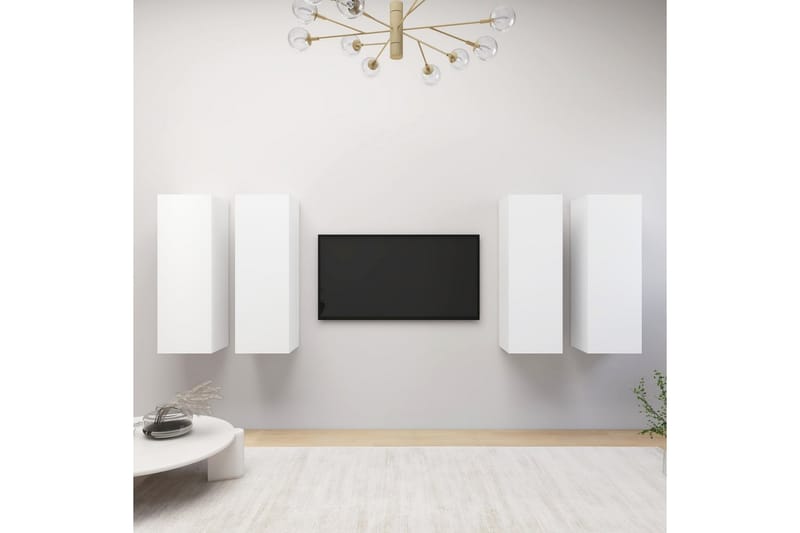 TV-benk 4 stk hvit 30,5x30x90 cm sponplate - Hvit - Møbler - Mediamøbel & tv møbel - TV-skap
