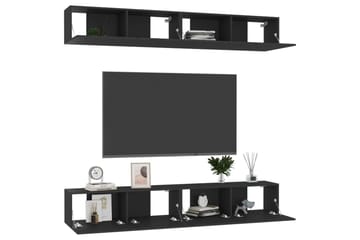 TV-benk 4 stk svart 100x30x30 cm sponplate - Svart - Møbler - Mediamøbel & tv møbel - TV-skap