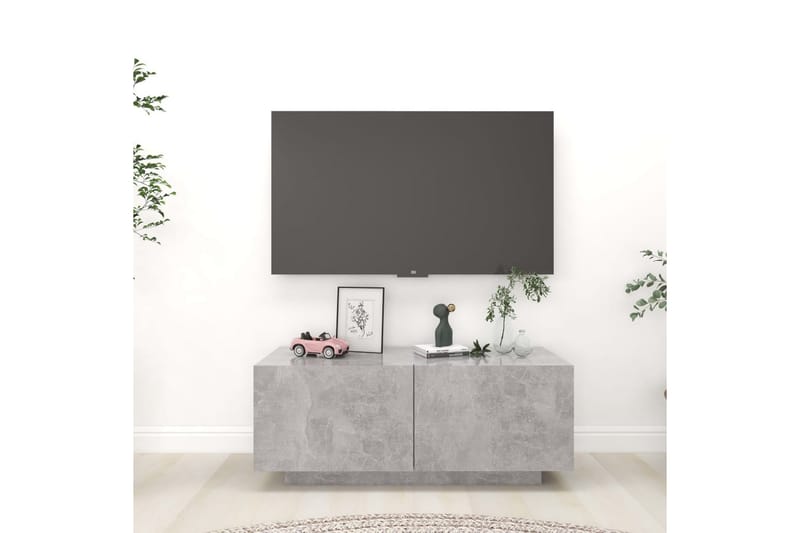TV-benk betonggrå 100x35x40 cm sponplate - Grå - Møbler - Mediamøbel & tv møbel - TV-skap