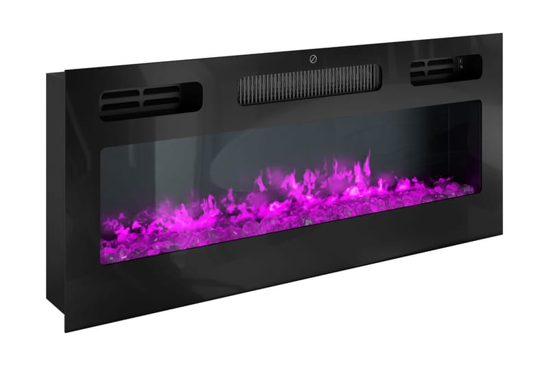 TV-benk Glenndale med oppbevaring + LED-kamin + Belysning 190 cm - Svart - Møbler - Mediamøbel & tv møbel - TV-skap