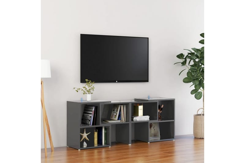TV-benk høyglans grå 104x30x52 cm sponplate - Grå - Møbler - Mediamøbel & tv møbel - TV-skap