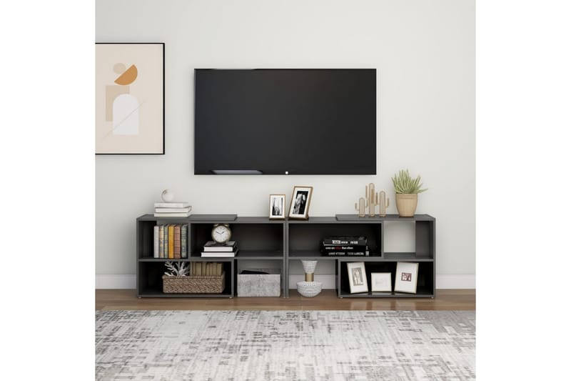 TV-benk høyglans grå 149x30x52 cm sponplate - Grå - TV-skap