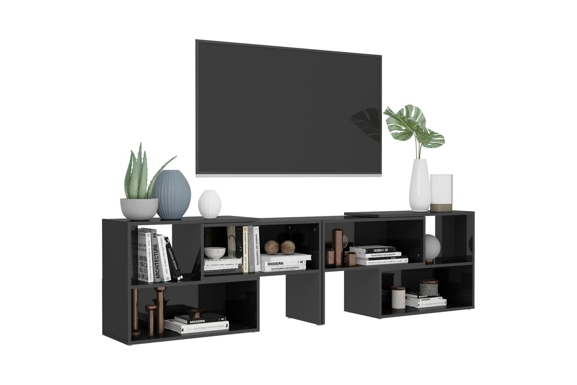 TV-benk høyglans grå 149x30x52 cm sponplate - Grå - Møbler - Mediamøbel & tv møbel - TV-skap