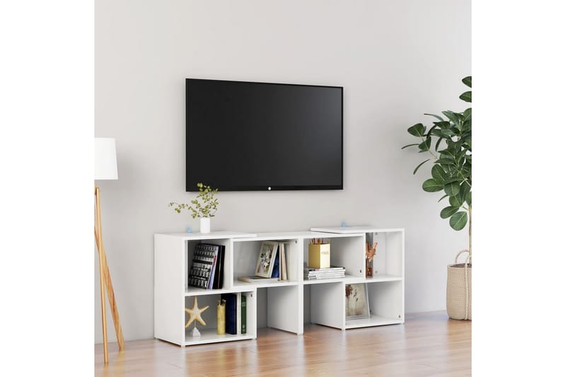 TV-benk høyglans hvit 104x30x52 cm sponplate - Hvit - Møbler - Mediamøbel & tv møbel - TV-skap