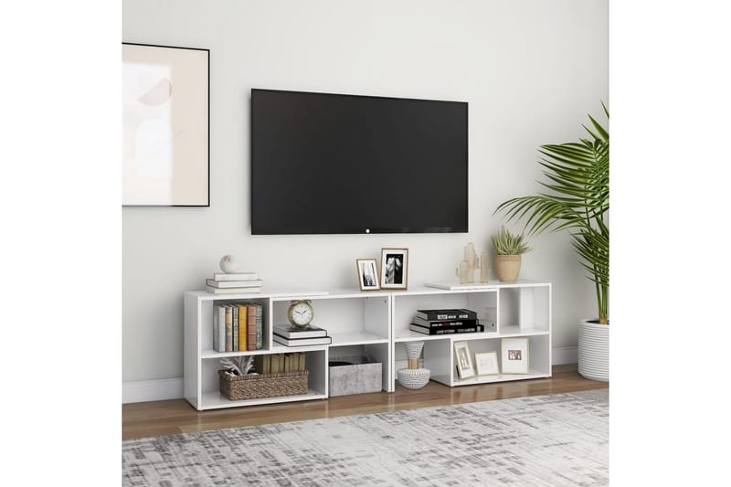 TV-benk høyglans hvit 149x30x52 cm sponplate - Hvit - Møbler - Mediamøbel & tv møbel - TV-skap