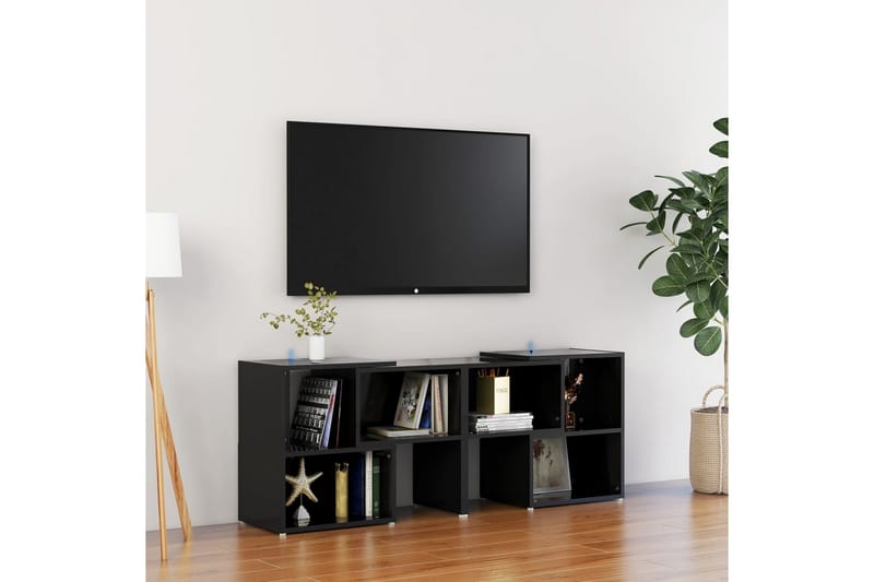 TV-benk høyglans svart 104x30x52 cm sponplate - Svart - Møbler - Mediamøbel & tv møbel - TV-skap
