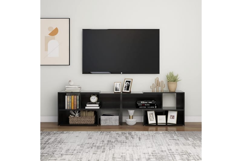 TV-benk høyglans svart 149x30x52 cm sponplate - Svart - Møbler - Mediamøbel & tv møbel - TV-skap