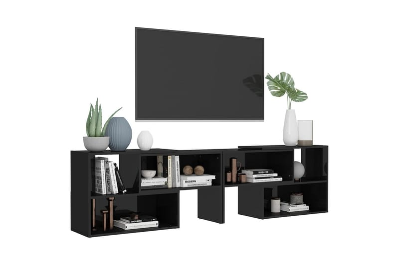 TV-benk høyglans svart 149x30x52 cm sponplate - Svart - Møbler - Mediamøbel & tv møbel - TV-skap