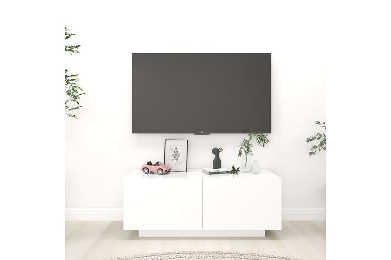 TV-benk hvit 100x35x40 cm sponplate - Hvit - Møbler - Mediamøbel & tv møbel - TV-skap
