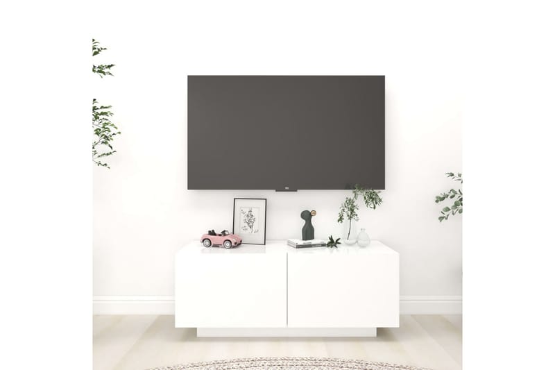TV-benk hvit 100x35x40 cm sponplate - Hvit - TV-skap
