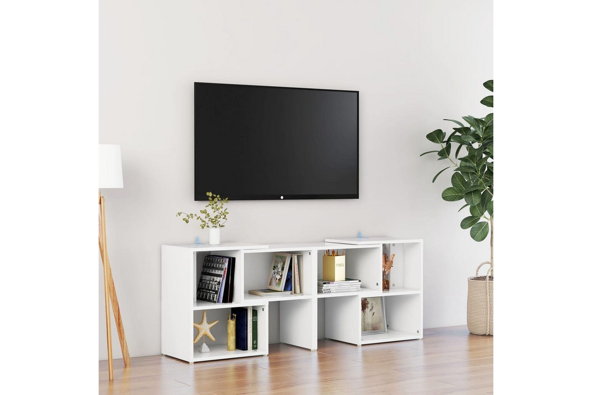 TV-benk hvit 104x30x52 cm sponplate - Hvit - Møbler - Mediamøbel & tv møbel - TV-skap