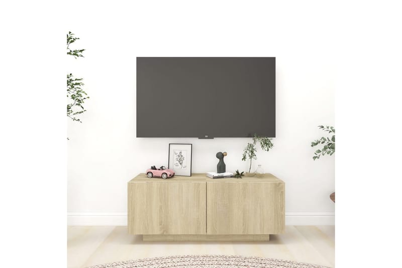 TV-benk sonoma eik 100x35x40 cm sponplate - Brun - TV-skap