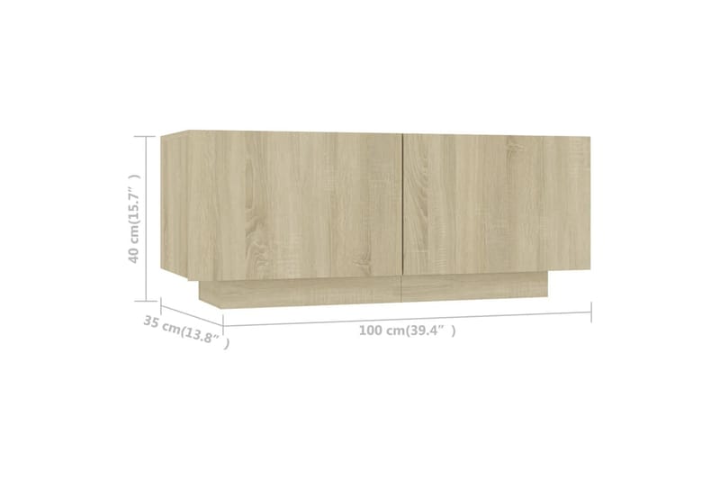 TV-benk sonoma eik 100x35x40 cm sponplate - Brun - Møbler - Mediamøbel & tv møbel - TV-skap