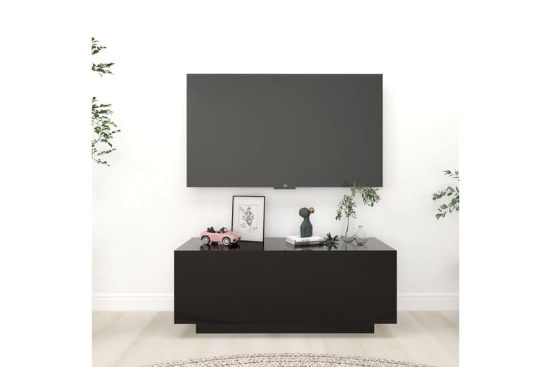 TV-benk svart 100x35x40 cm sponplate - Svart - TV-skap