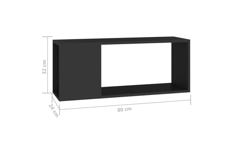 TV-benk svart 80x24x32 cm sponplate - Svart - TV-skap