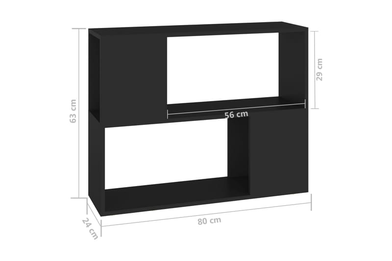 TV-benk svart 80x24x63 cm sponplate - Svart - TV-skap