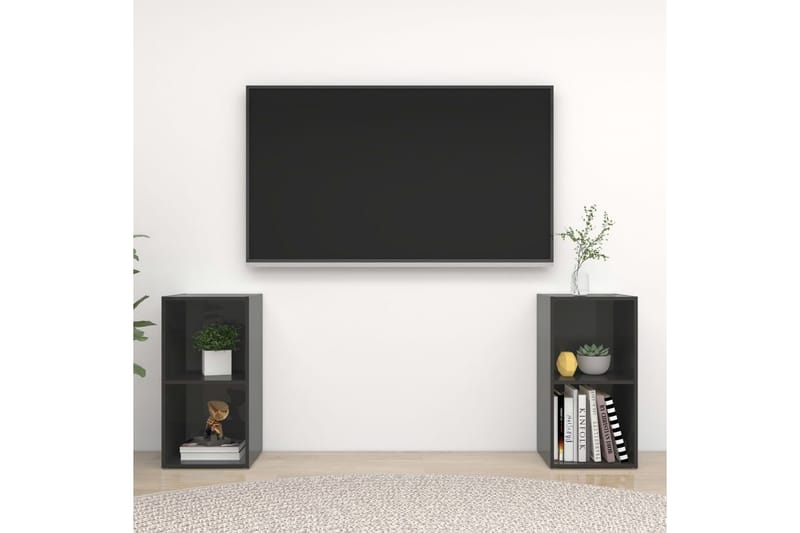 TV-benker 2 stk høyglans grå 72x35x36,5 cm sponplate - Grå - TV-skap
