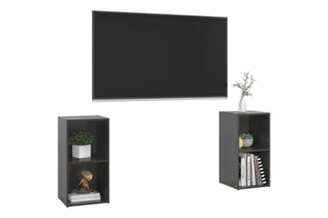 TV-benker 2 stk høyglans grå 72x35x36,5 cm sponplate - Grå - Møbler - Mediamøbel & tv møbel - TV-skap