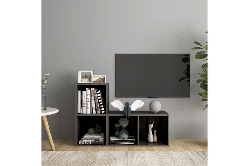 TV-benker 2 stk høyglans grå 72x35x36,5 cm sponplate - Grå - Møbler - Mediamøbel & tv møbel - TV-skap