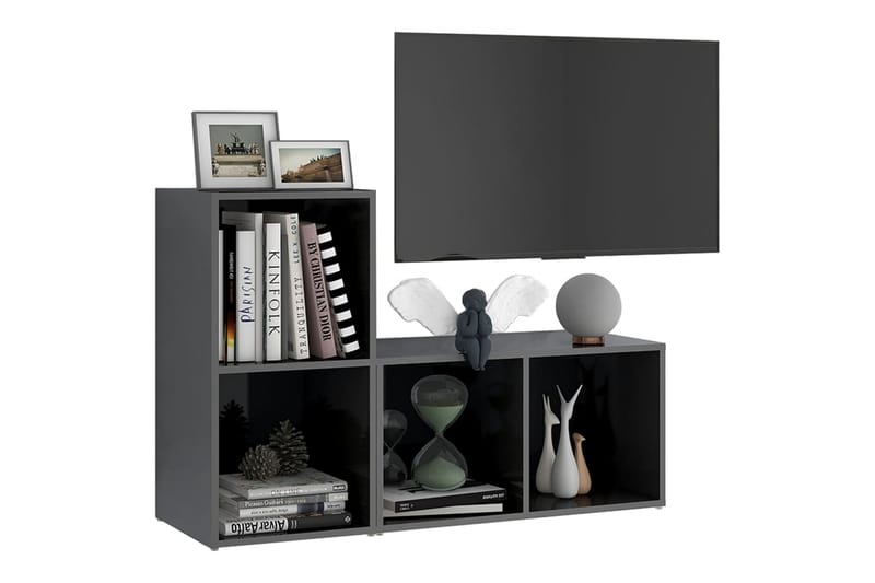 TV-benker 2 stk høyglans grå 72x35x36,5 cm sponplate - Grå - Møbler - Mediamøbel & tv møbel - TV-skap