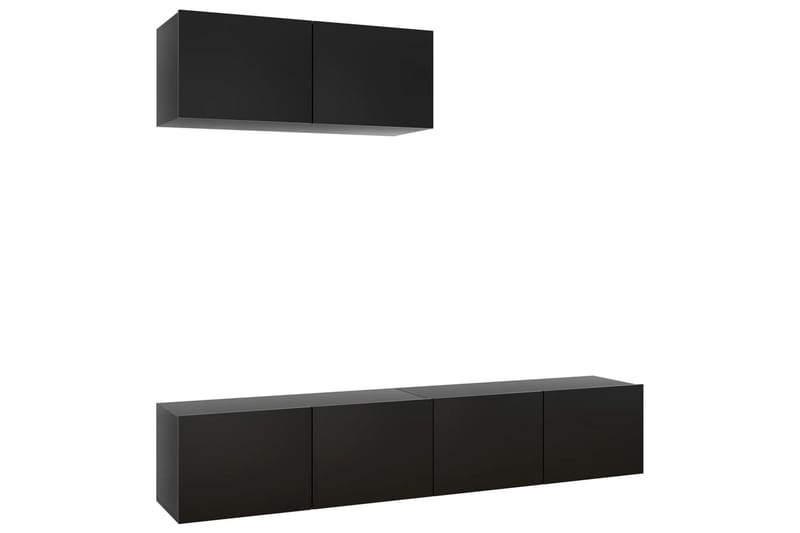 TV-benker 3 stk svart sponplate - Svart - Møbler - Mediamøbel & tv møbel - TV-skap