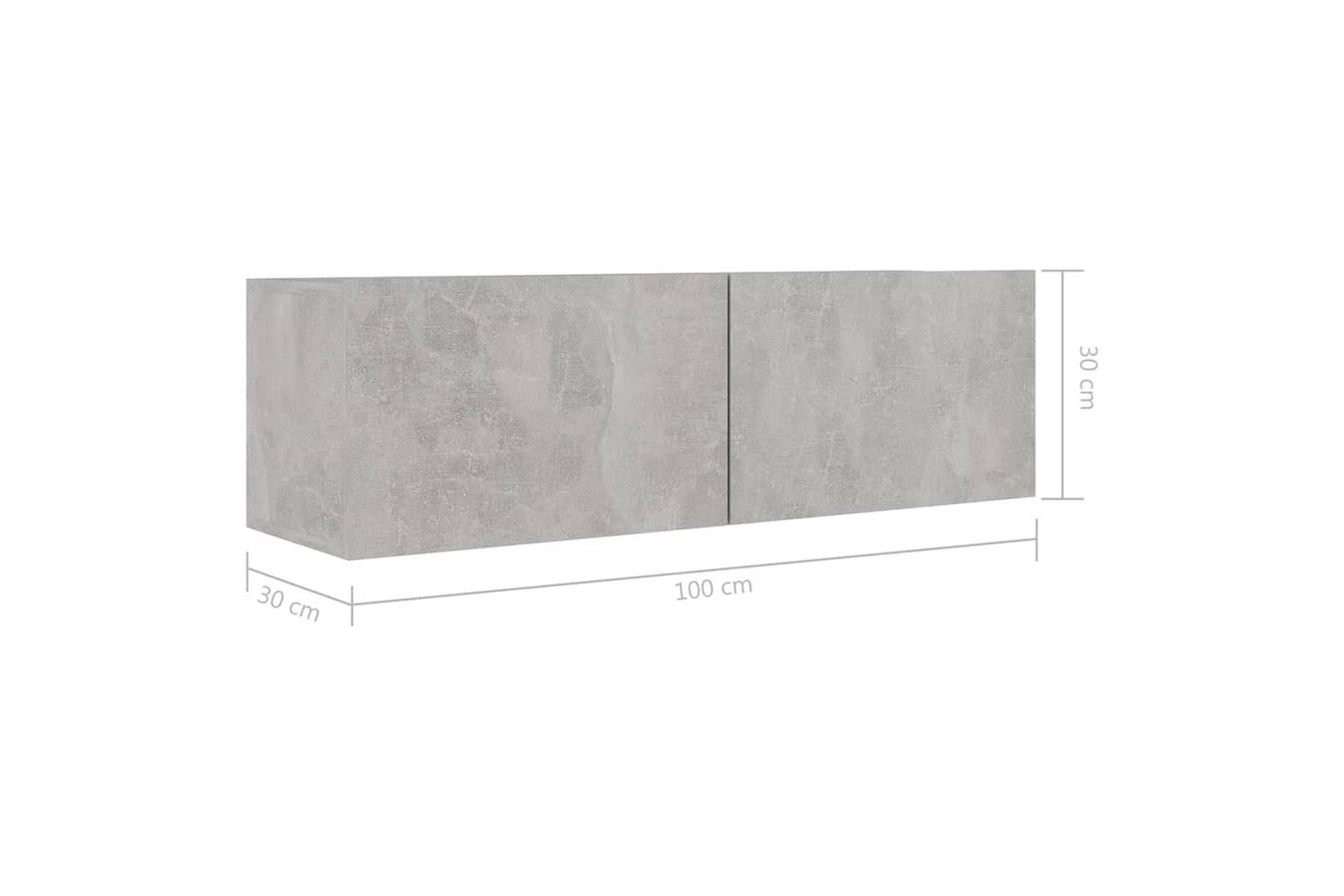 TV-benker 4 stk betonggrå 100x30x30 cm sponplate - Grå - Møbler - Mediamøbel & tv møbel - TV-skap