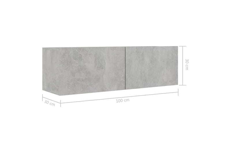 TV-benker 4 stk betonggrå 100x30x30 cm sponplate - Grå - Møbler - Mediamøbel & tv møbel - TV-skap