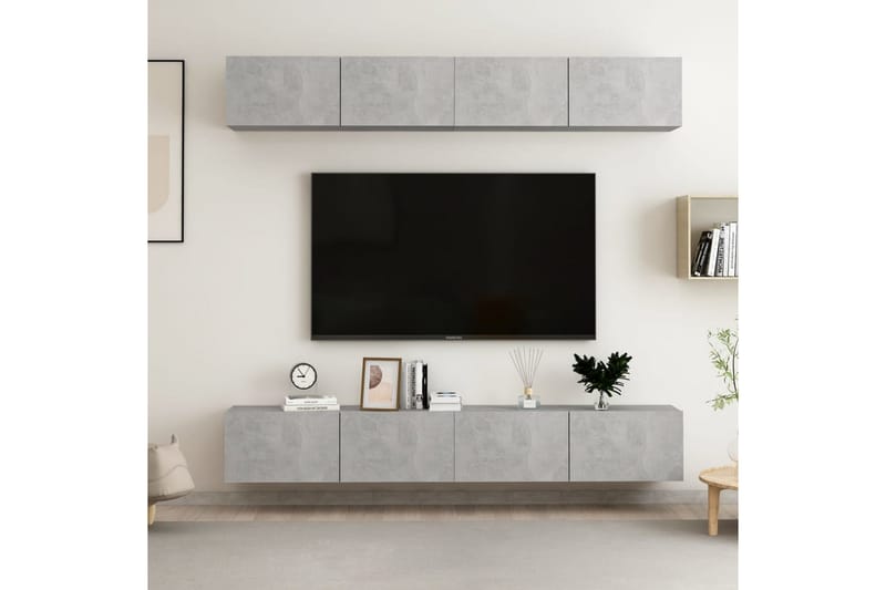 TV-benker 4 stk betonggrå 100x30x30 cm sponplate - Grå - Møbler - Mediamøbel & tv møbel - TV-skap