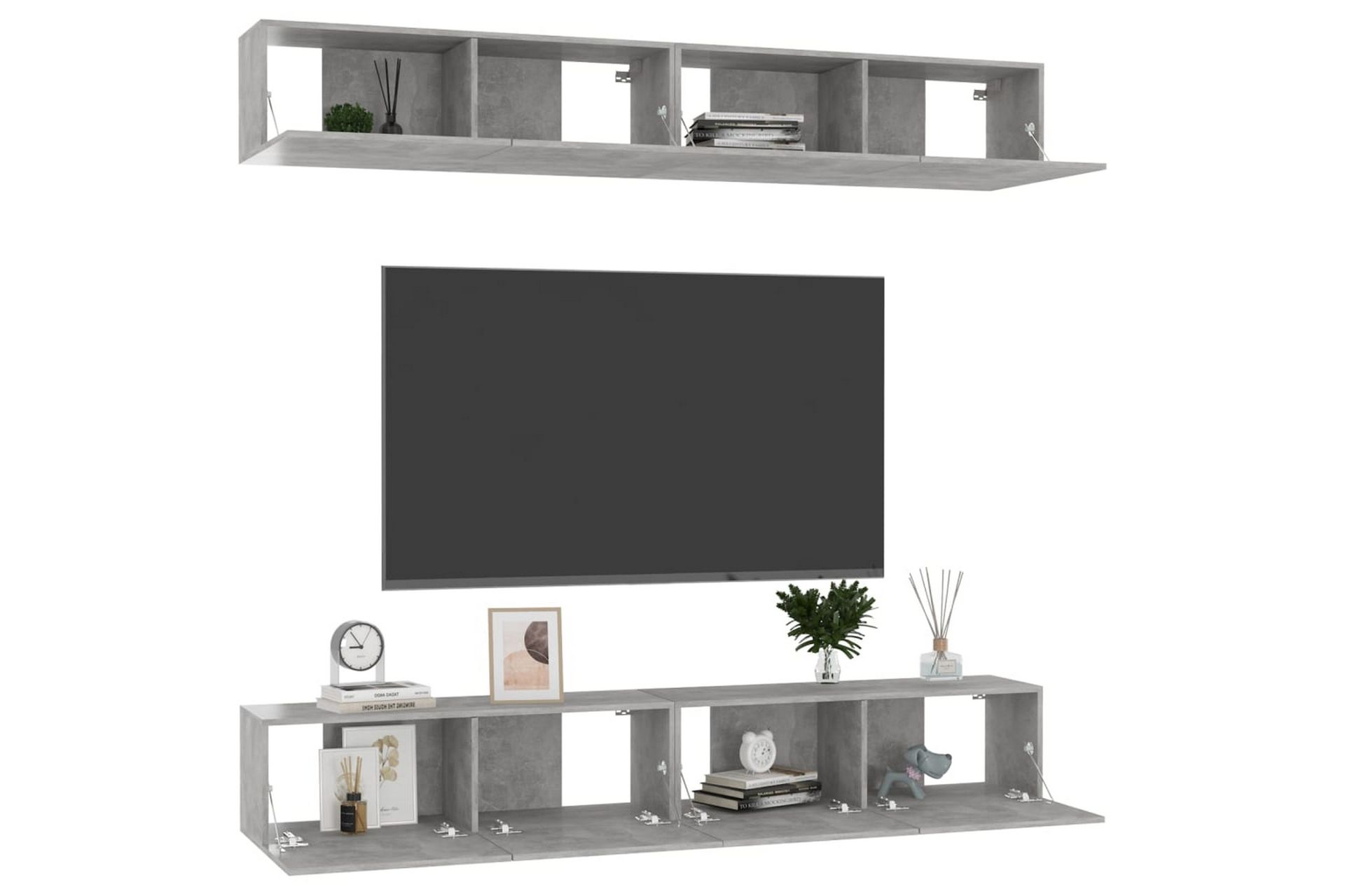 TV-benker 4 stk betonggrå 100x30x30 cm sponplate - Grå - Møbler - Mediamøbel & tv møbel - TV-skap