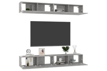 TV-benker 4 stk betonggrå 100x30x30 cm sponplate - Grå - Møbler - Mediamøbel & tv møbel - TV-skap