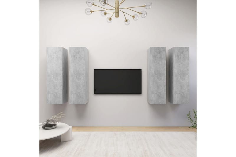 TV-benker 4 stk betonggrå 30,5x30x110 cm sponplate - Grå - TV-skap