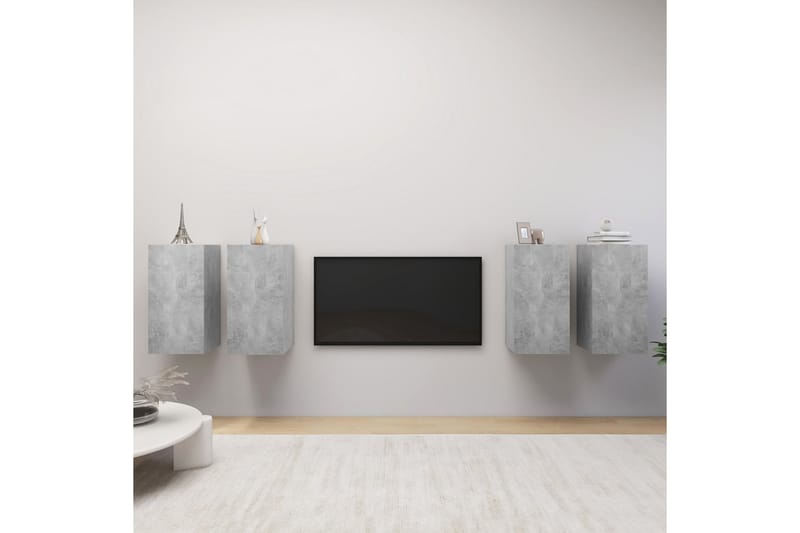 TV-benker 4 stk betonggrå 30,5x30x60 cm sponplate - Grå - Møbler - Mediamøbel & tv møbel - TV-skap