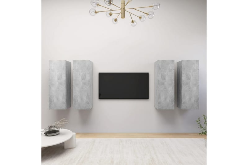 TV-benker 4 stk betonggrå 30,5x30x90 cm sponplate - Grå - Møbler - Mediamøbel & tv møbel - TV-skap