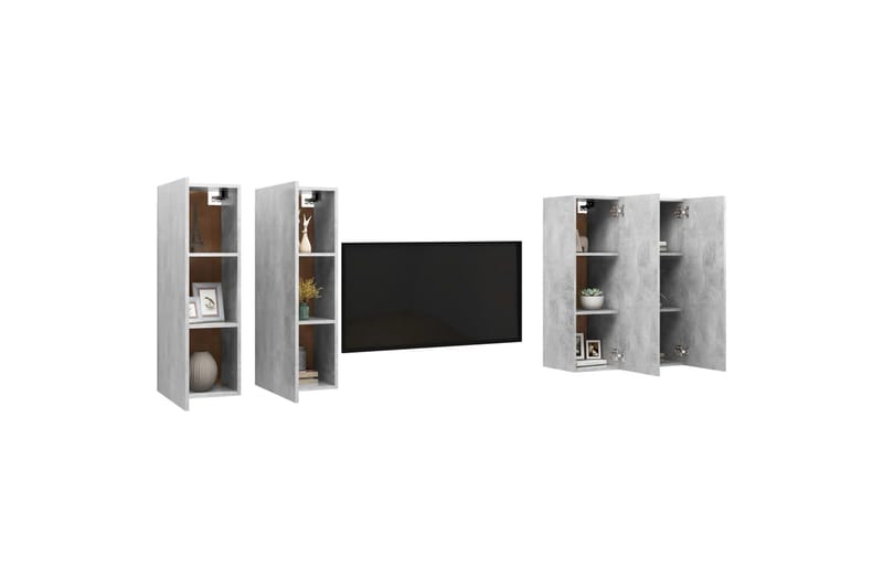 TV-benker 4 stk betonggrå 30,5x30x90 cm sponplate - Grå - Møbler - Mediamøbel & tv møbel - TV-skap