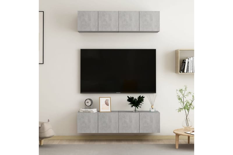 TV-benker 4 stk betonggrå 60x30x30 cm sponplate - Grå - Møbler - Mediamøbel & tv møbel - TV-skap
