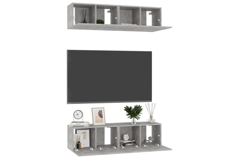 TV-benker 4 stk betonggrå 60x30x30 cm sponplate - Grå - Møbler - Mediamøbel & tv møbel - TV-skap